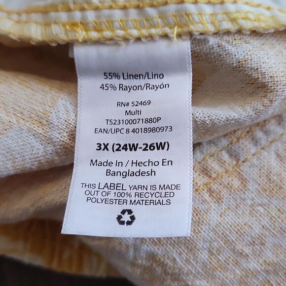 EUC Linen Terra & Sky women's floral 4 pockets oversized plus size short, 3X - Picture 6 of 7